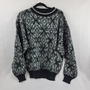 VINTAGE 80's Men's M Women L MAGNET SWEATER Crew neck BLACK White
